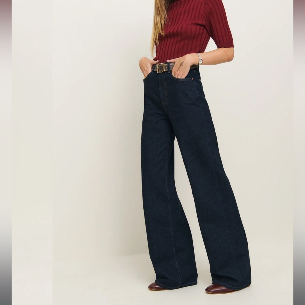 The Reformation Cary High Rise Slouchy Wide Leg Cropped Jean Size 27 NWT